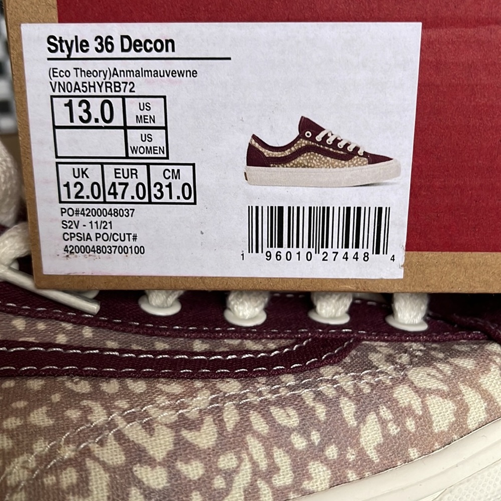 Vans Style 36 DECON Eco Theory Animal Mauve/wme Men’s sneakers - Picture 16 of 16